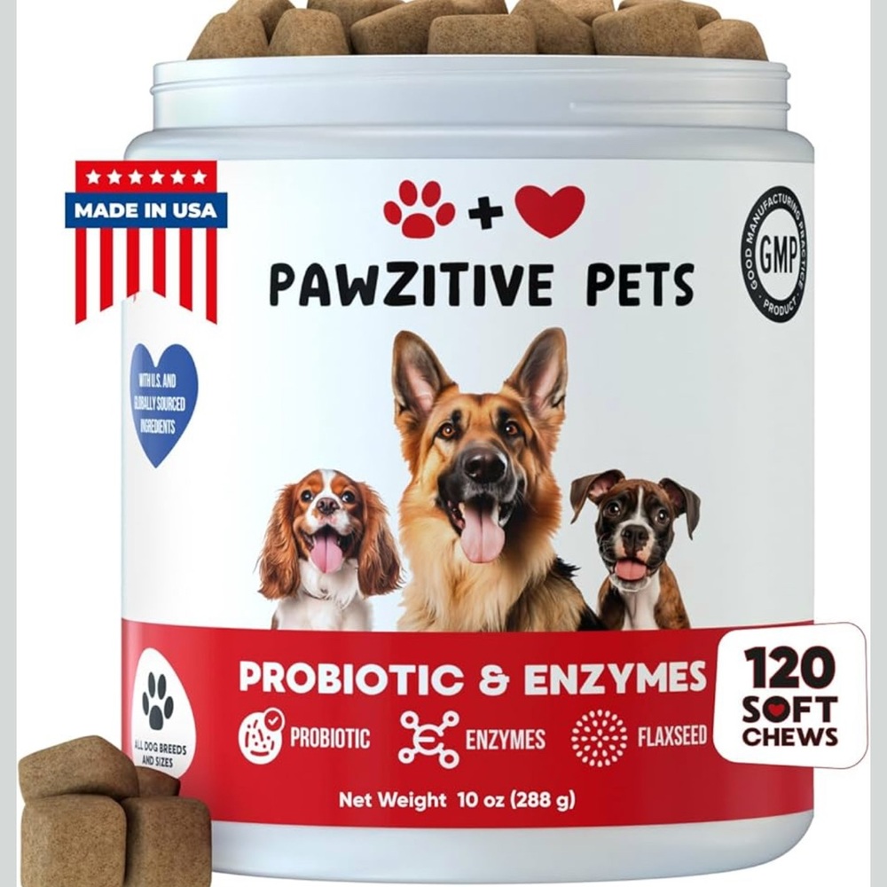 Pawzitive Pets Probiotic & Enzymes Digestive + Coat Health Soft Chews 120 ct